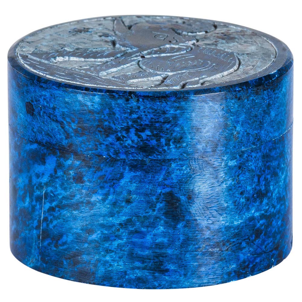 Elephant Round Soapstone Jewelry Box