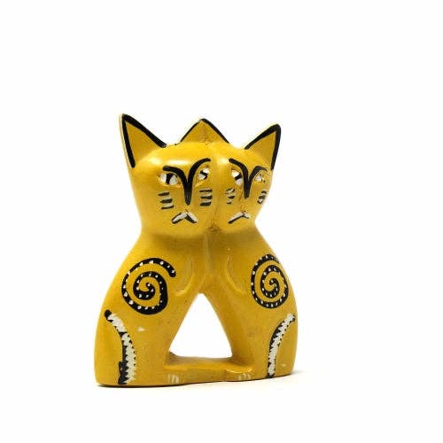 Yellow Soapstone Lovey Cats