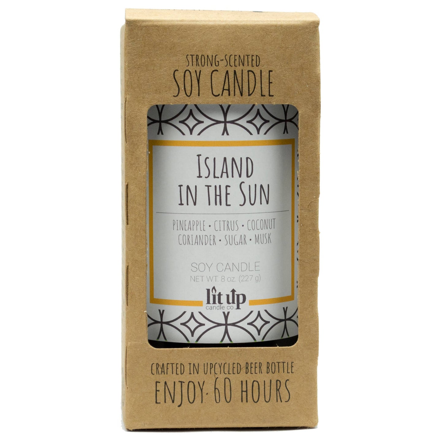 Island in the Sun scented 8 oz. soy candles in beer bottles