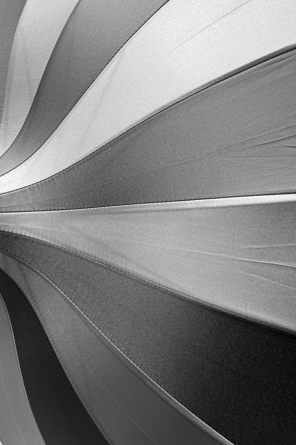 Batwing Pagoda Umbrella - Black & Gray Striped