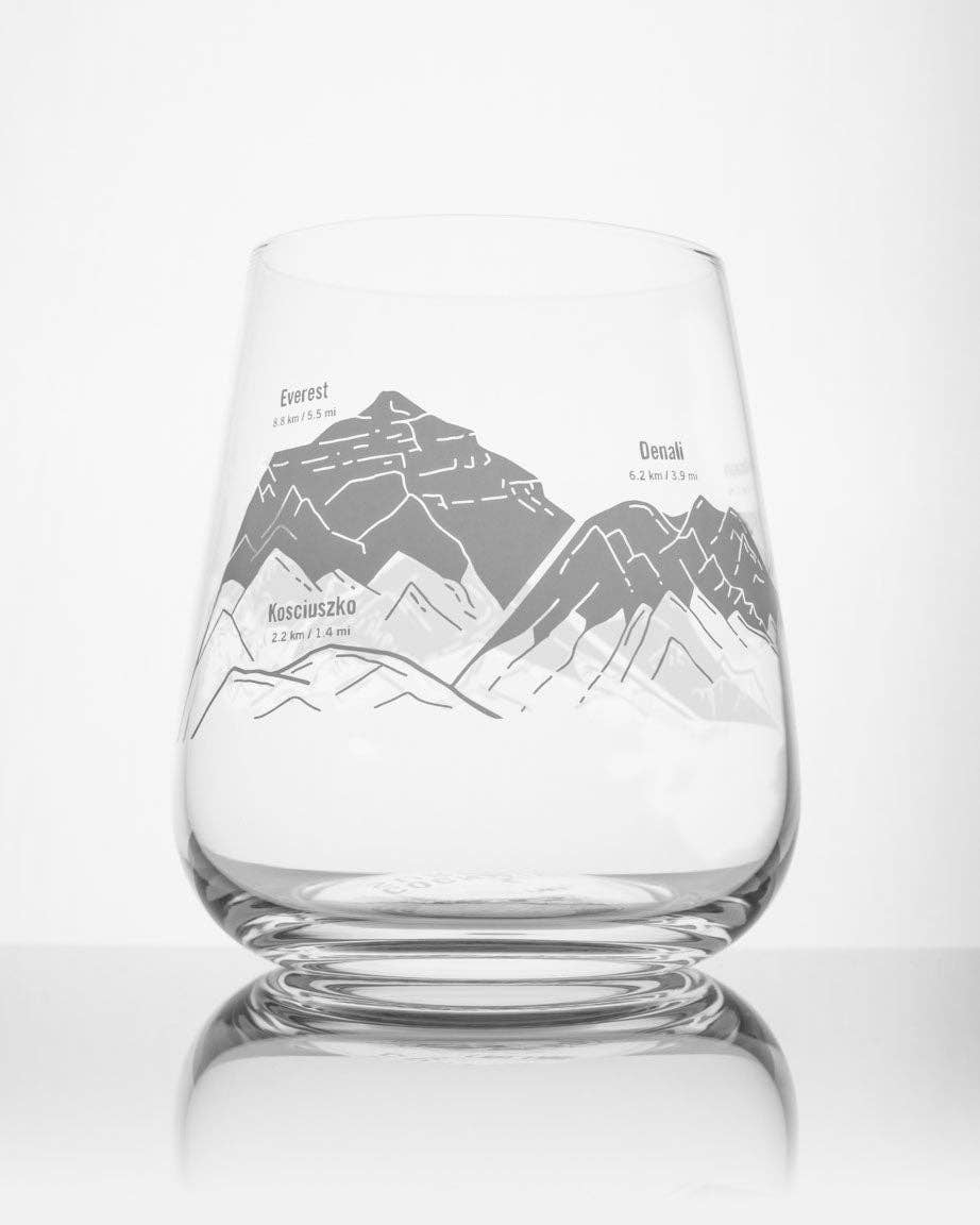 Mountain Peaks of the World Wine Glass: Gold Foil