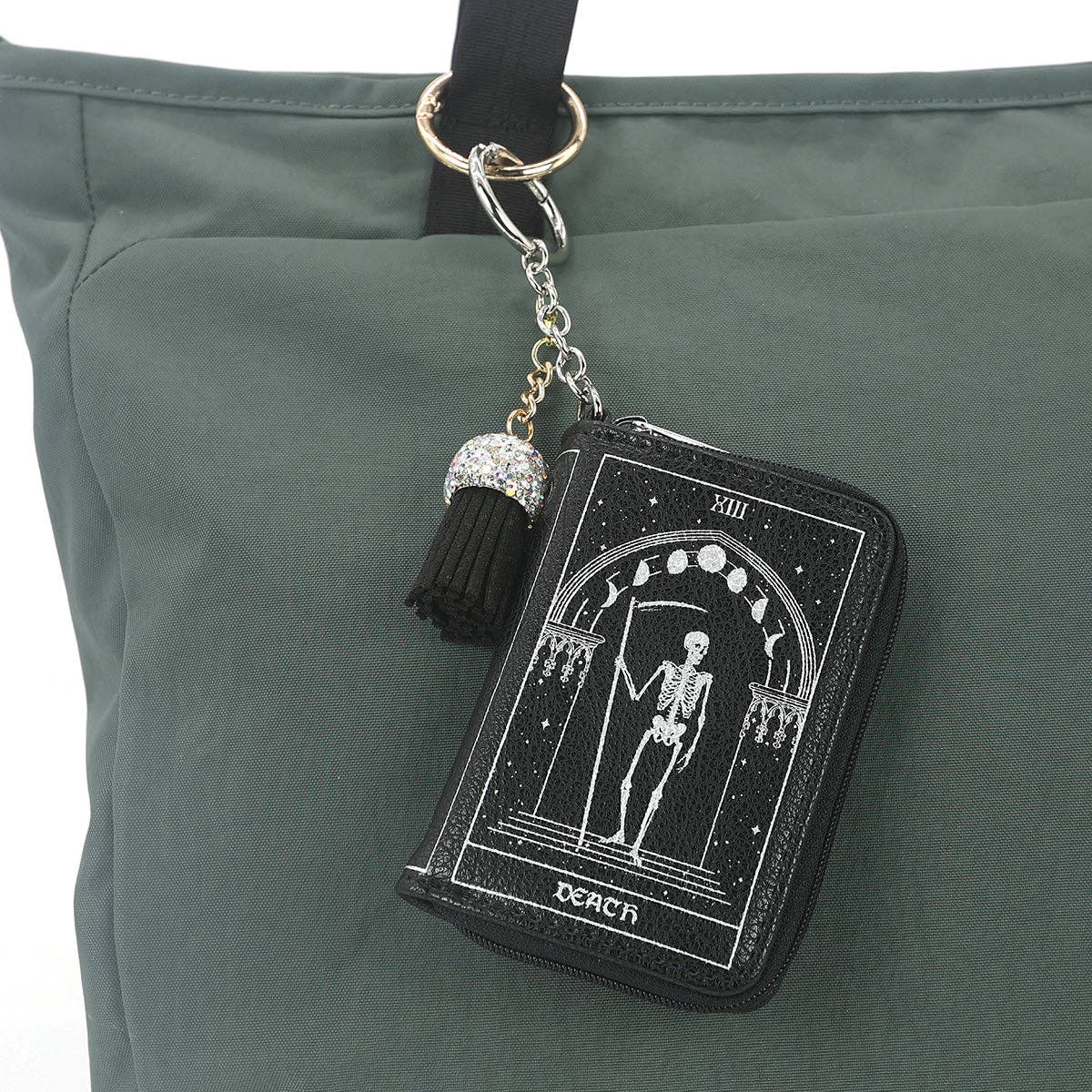 Skeleton & Black Cat Keychain Coin Purse