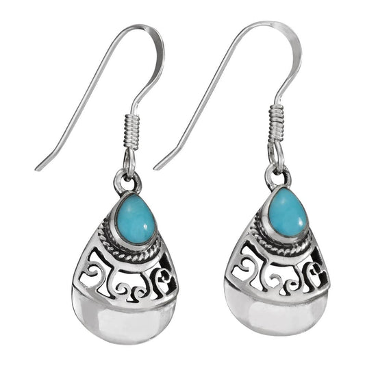 Elegant Tear Turquoise Sterling Silver Earrings