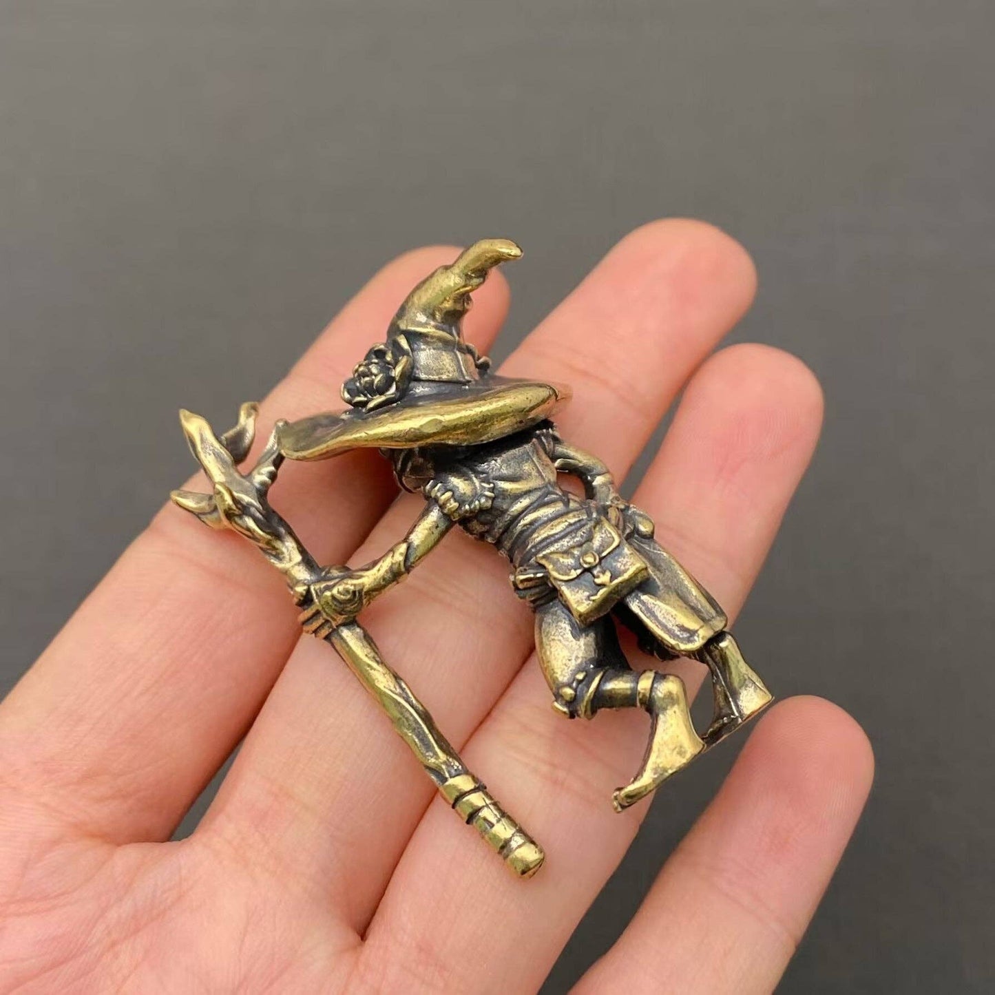 Brass Wizard Frog Figurine