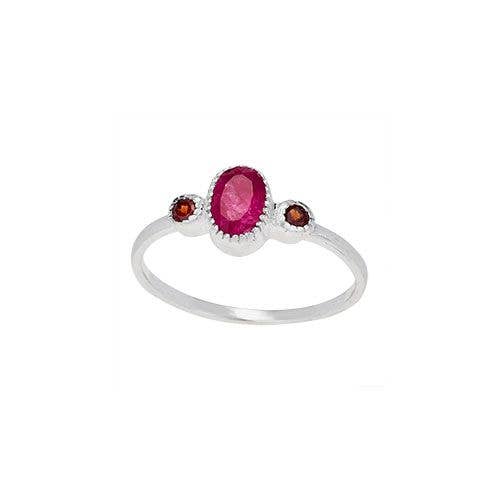 Cassia Ruby and Garnet Sterling Silver Ring