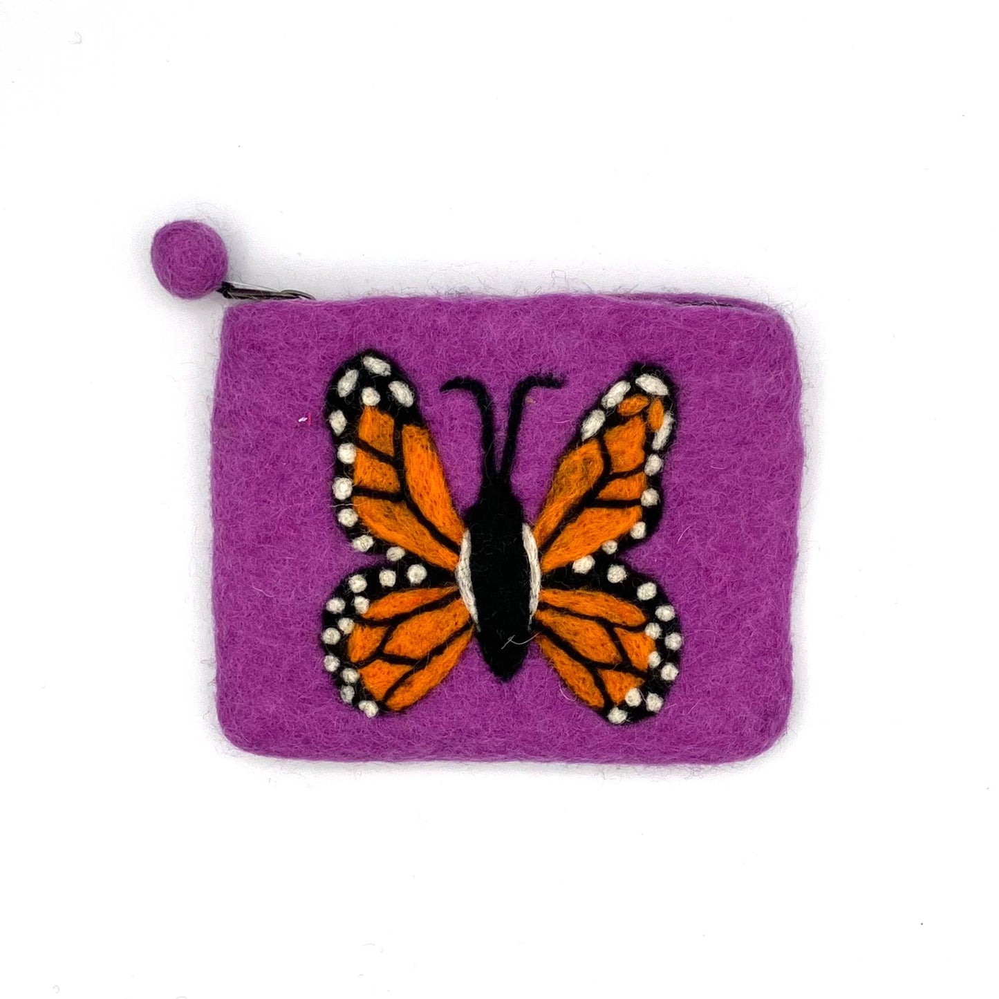 Monarch Butterfly Felt Coin Purse: Purple