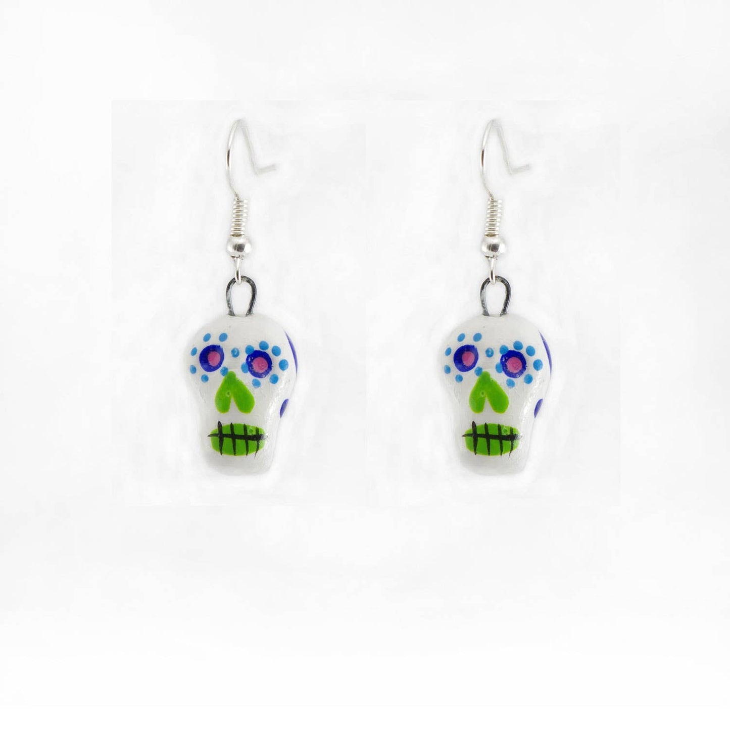 Skeleton Sugar Skull Ceramic Earrings