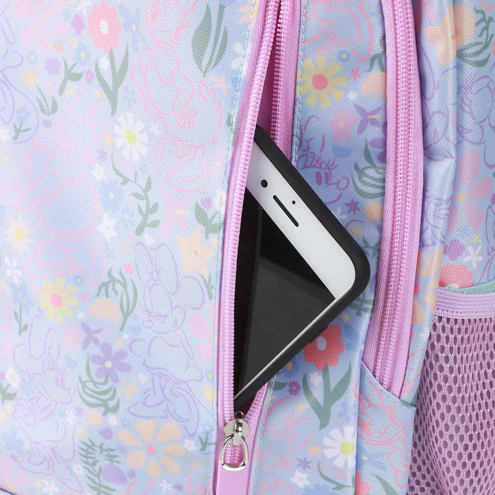 Disney Minnie Mouse Lilac Floral 14-inch Youth Backpack & Insulated Lunch Kit Set