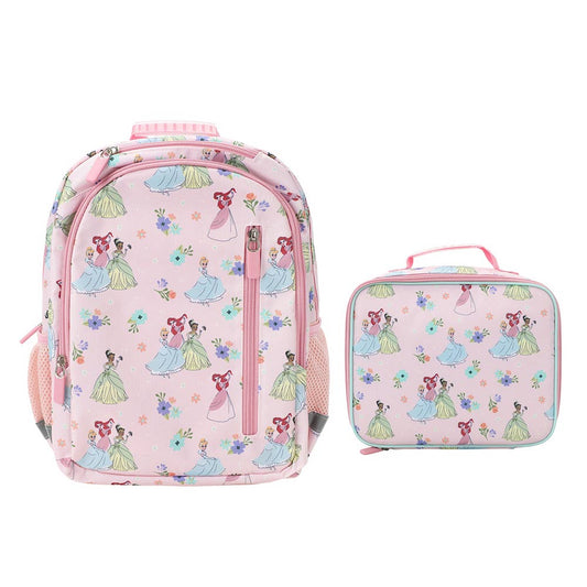 Disney Princess Pink Watercolor AOP 14-inch Youth Backpack & Insulated Lunch Kit Set