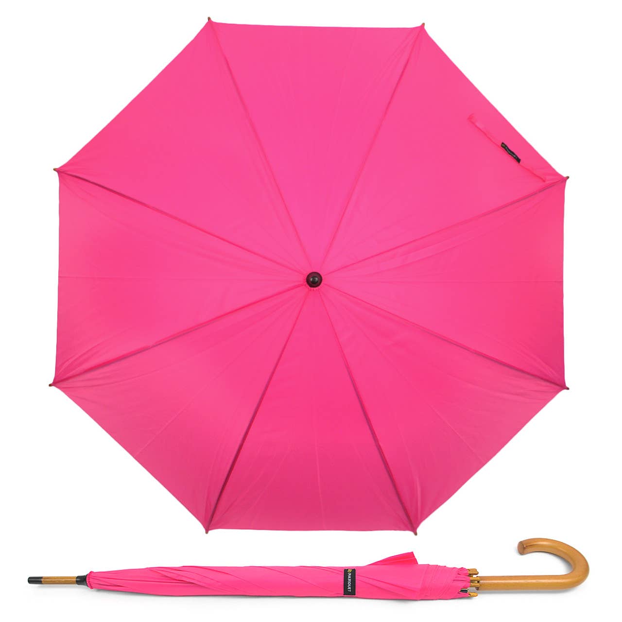 Wooden Auto-Open Umbrella with Metal Frame - Yellow