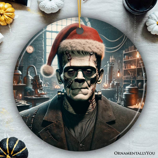 Frankenstein with Santa Hat Ornament