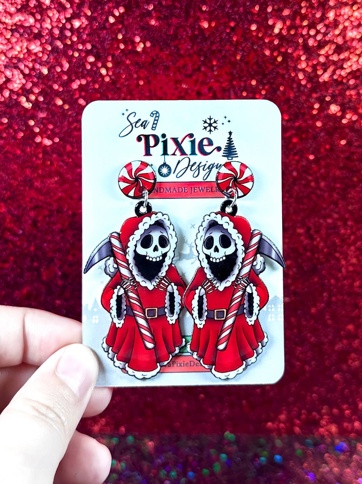Grim Reaper Santa Dangle Earrings