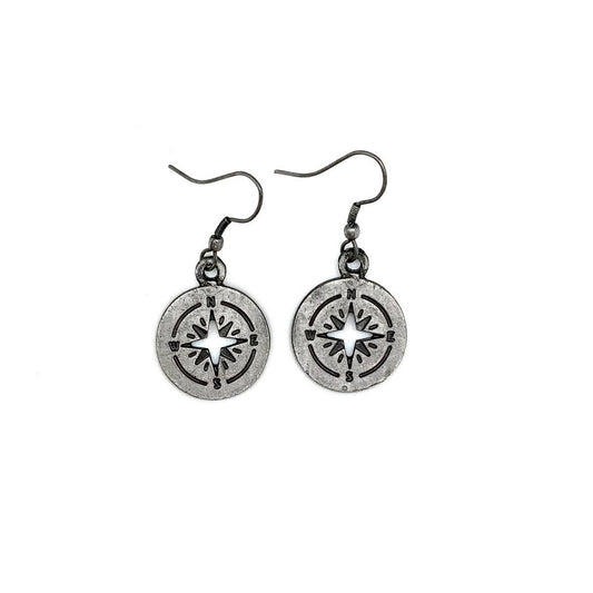 Compass Pewter Earrings