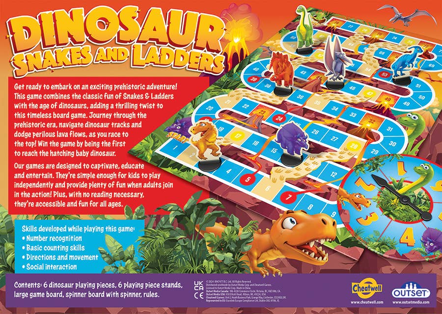 Dinosaur Snakes and Ladders Board Game