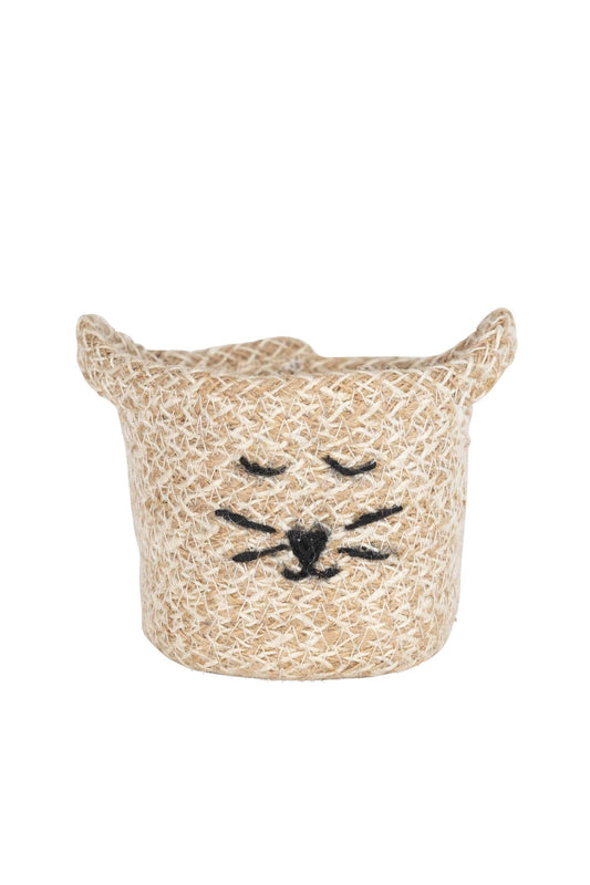 Cat Face Jute Basket - Mini