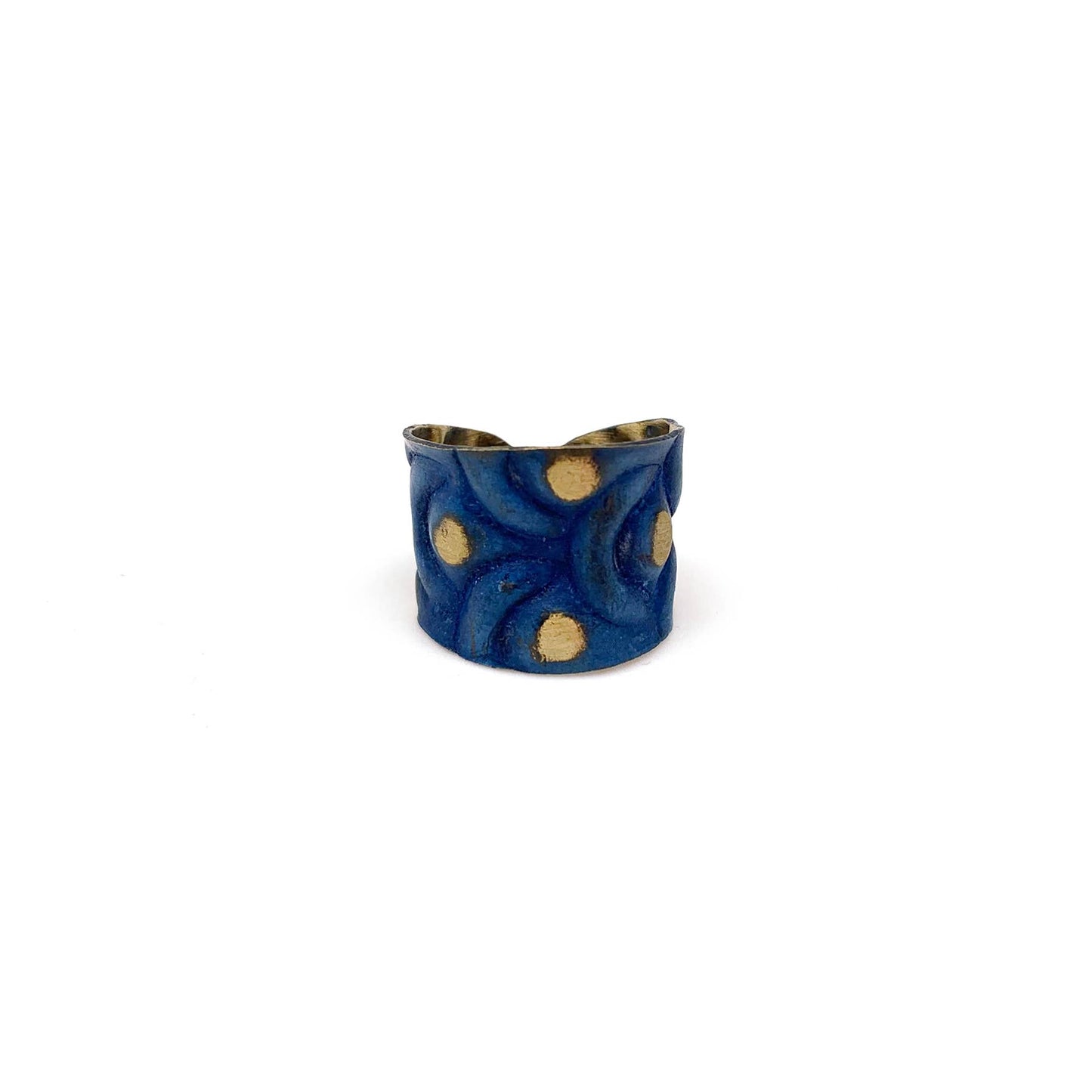 Cobalt Blue Waves Brass Patina Ring