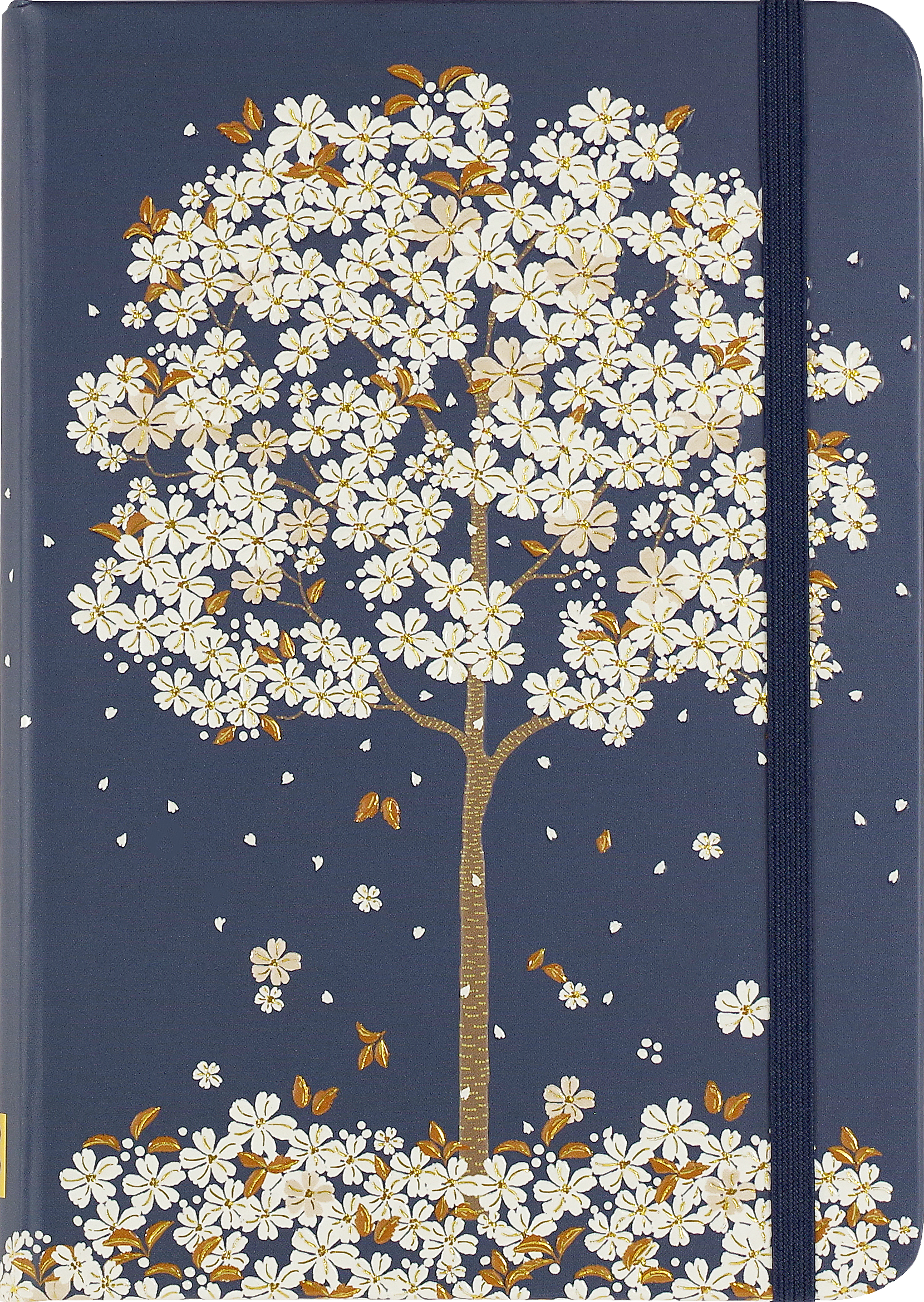 Notebook with a floral tree design on a blue background