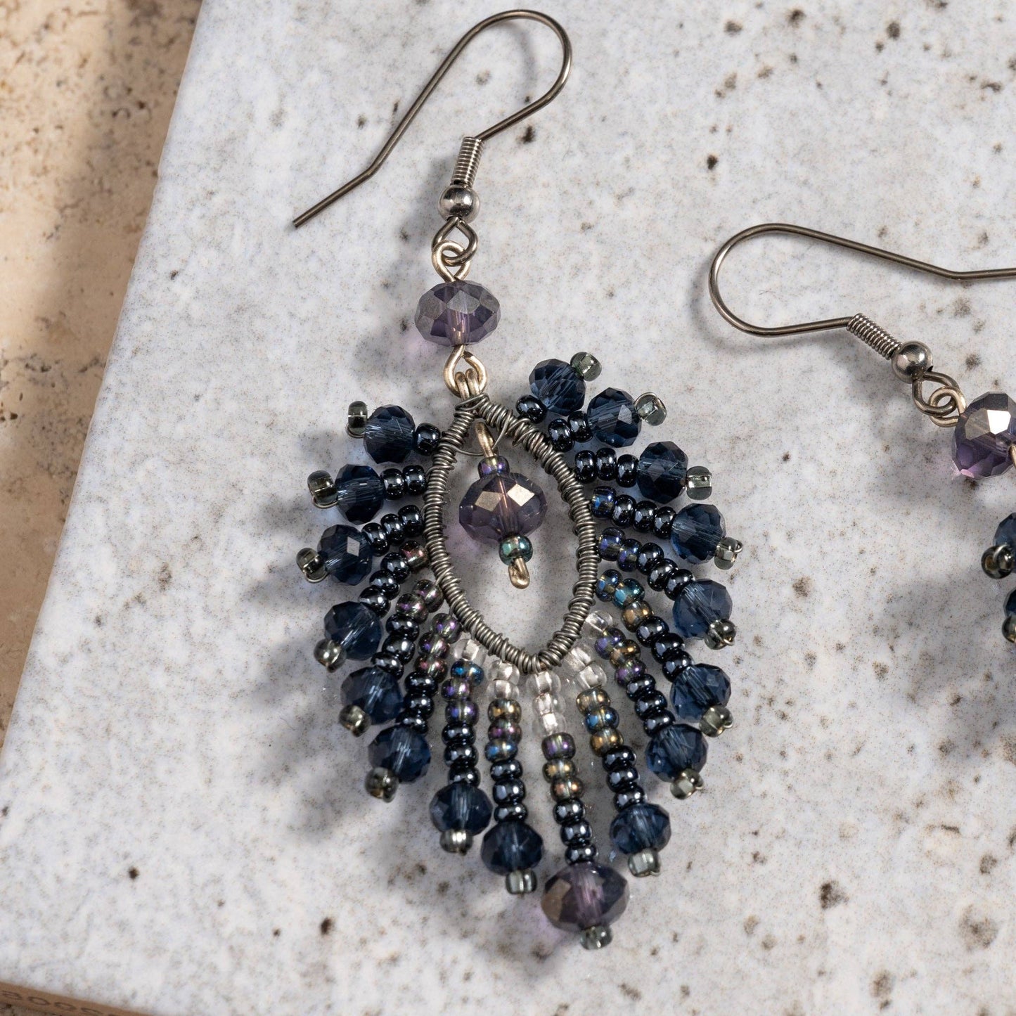 Pluma Beaded Glass Earrings