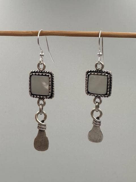 Mystic Square Hand-Cut Stone Earrings