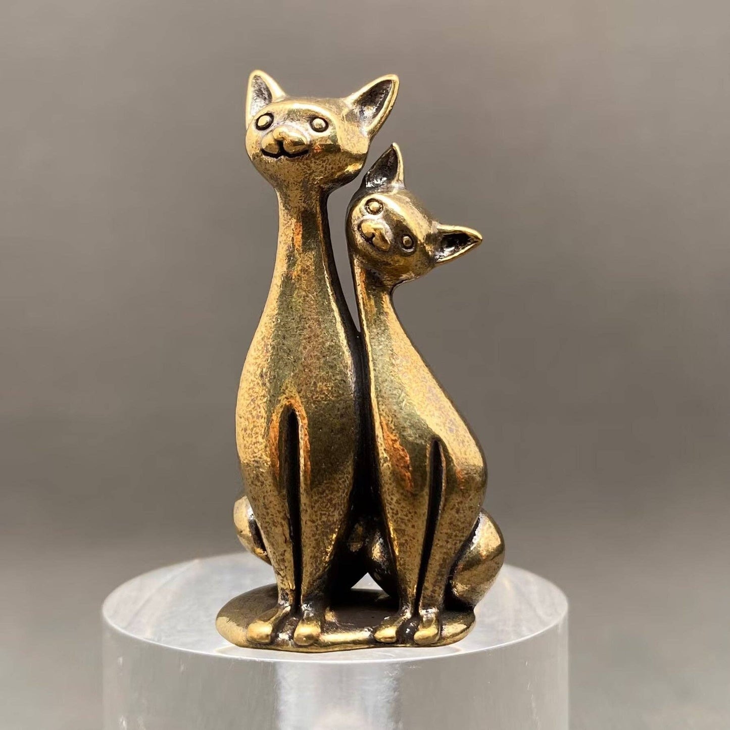 Brass Couple Cats Figurine