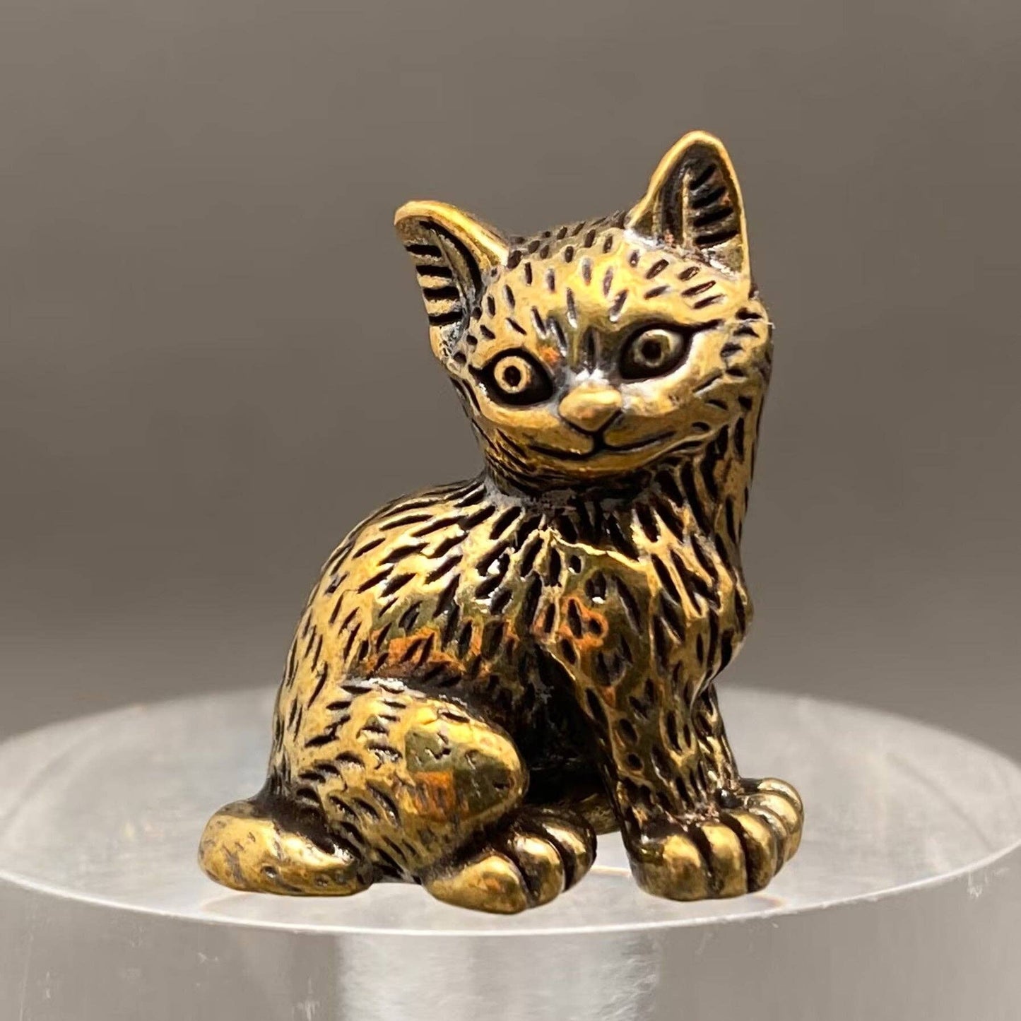 Brass Standing Kitten Figurine
