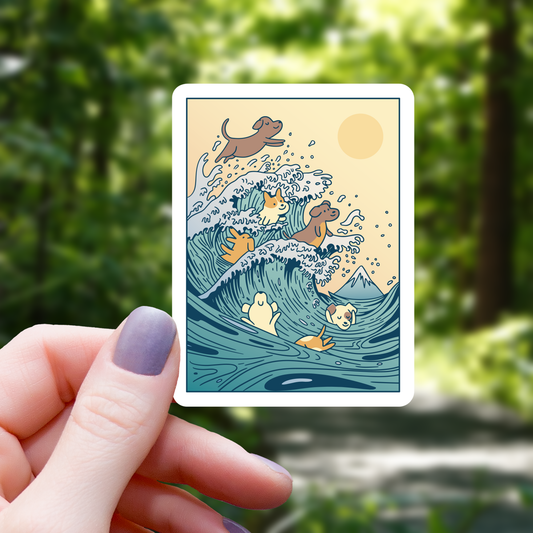 Dog Japanese Big Wave Sticker