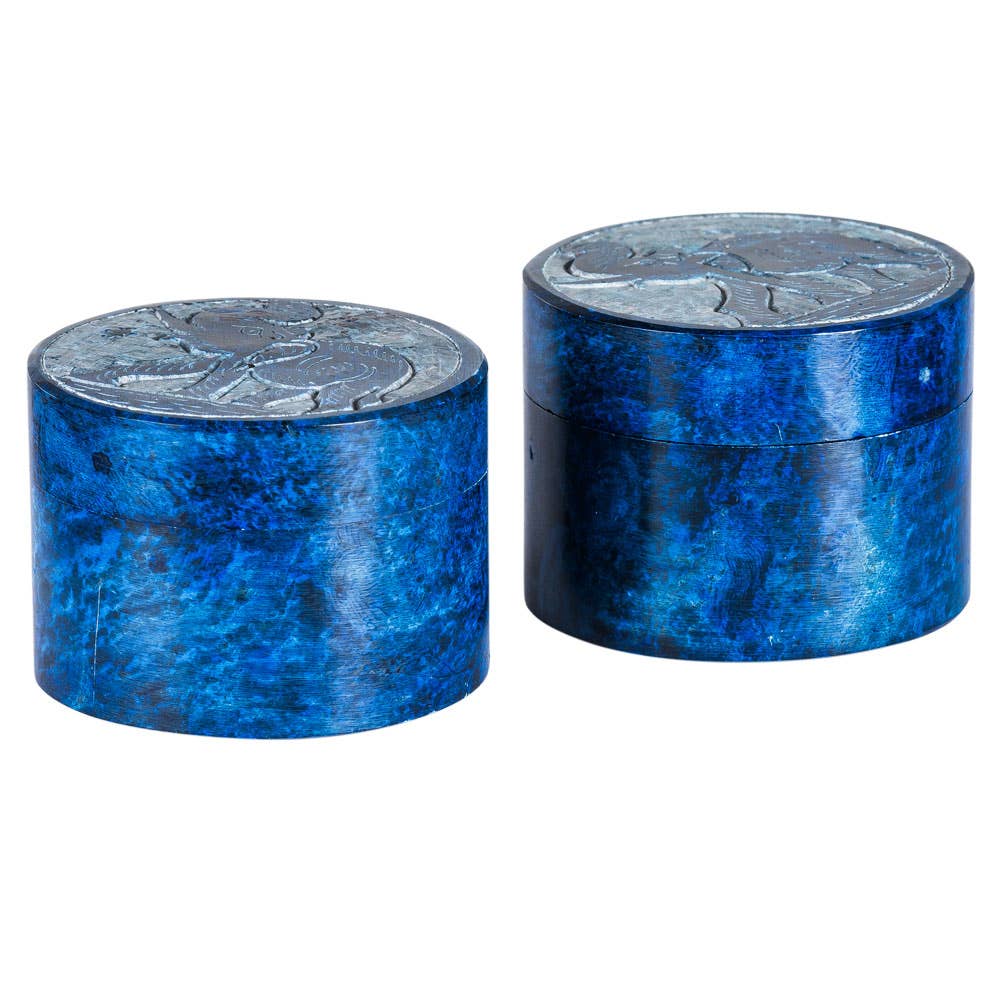 Elephant Round Soapstone Jewelry Box