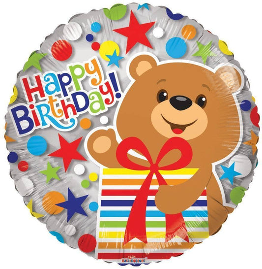 18" Bear with Presents Mylar Balloon