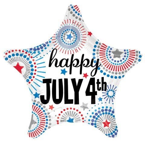 18" Happy July 4th Bursts Mylar Balloon