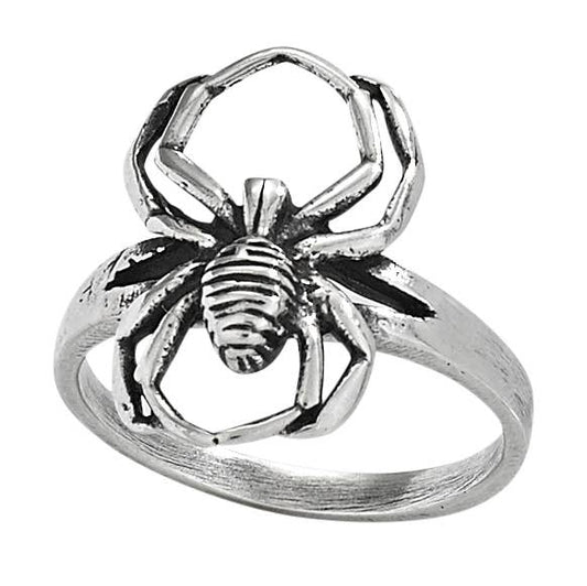 Sterling Silver spider ring on a white background
