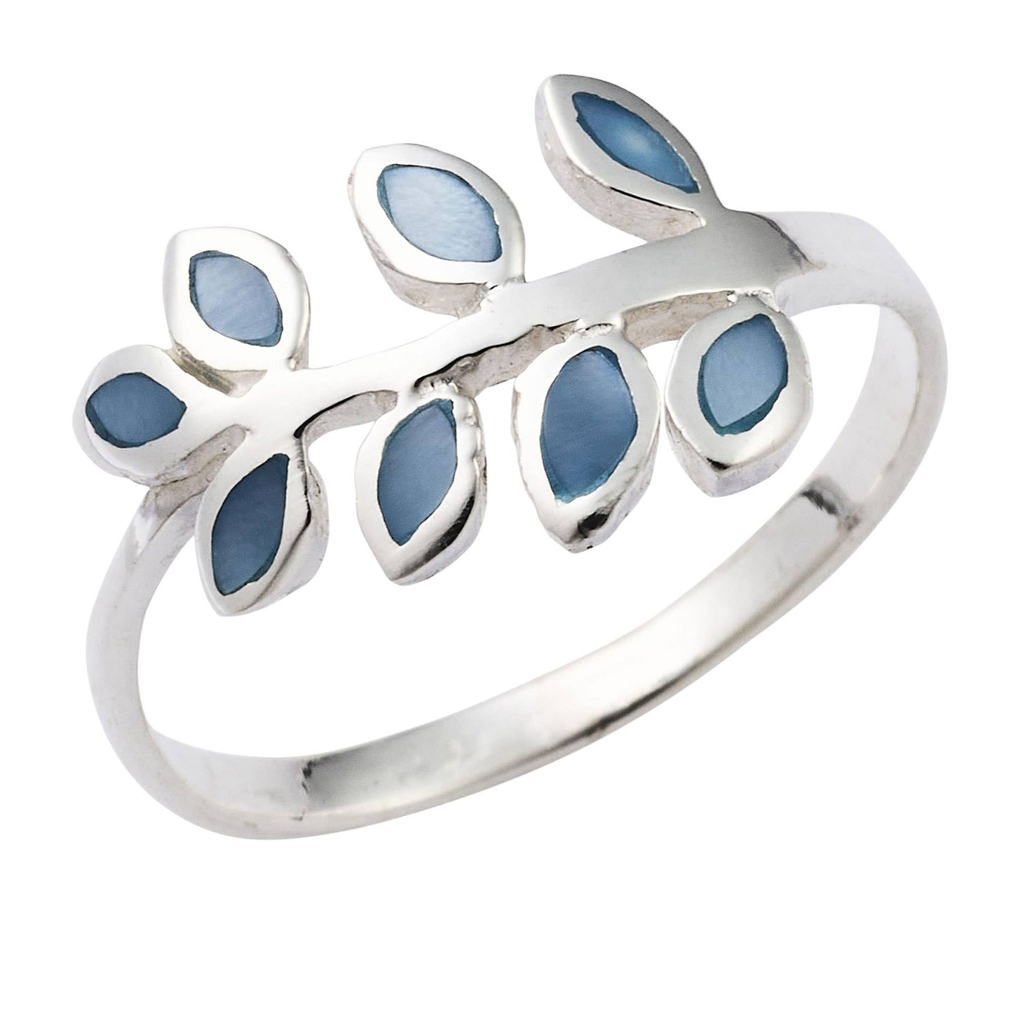 Silver Leaves with Abalone Shell