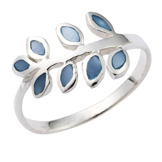 Silver Leaves with Abalone Shell