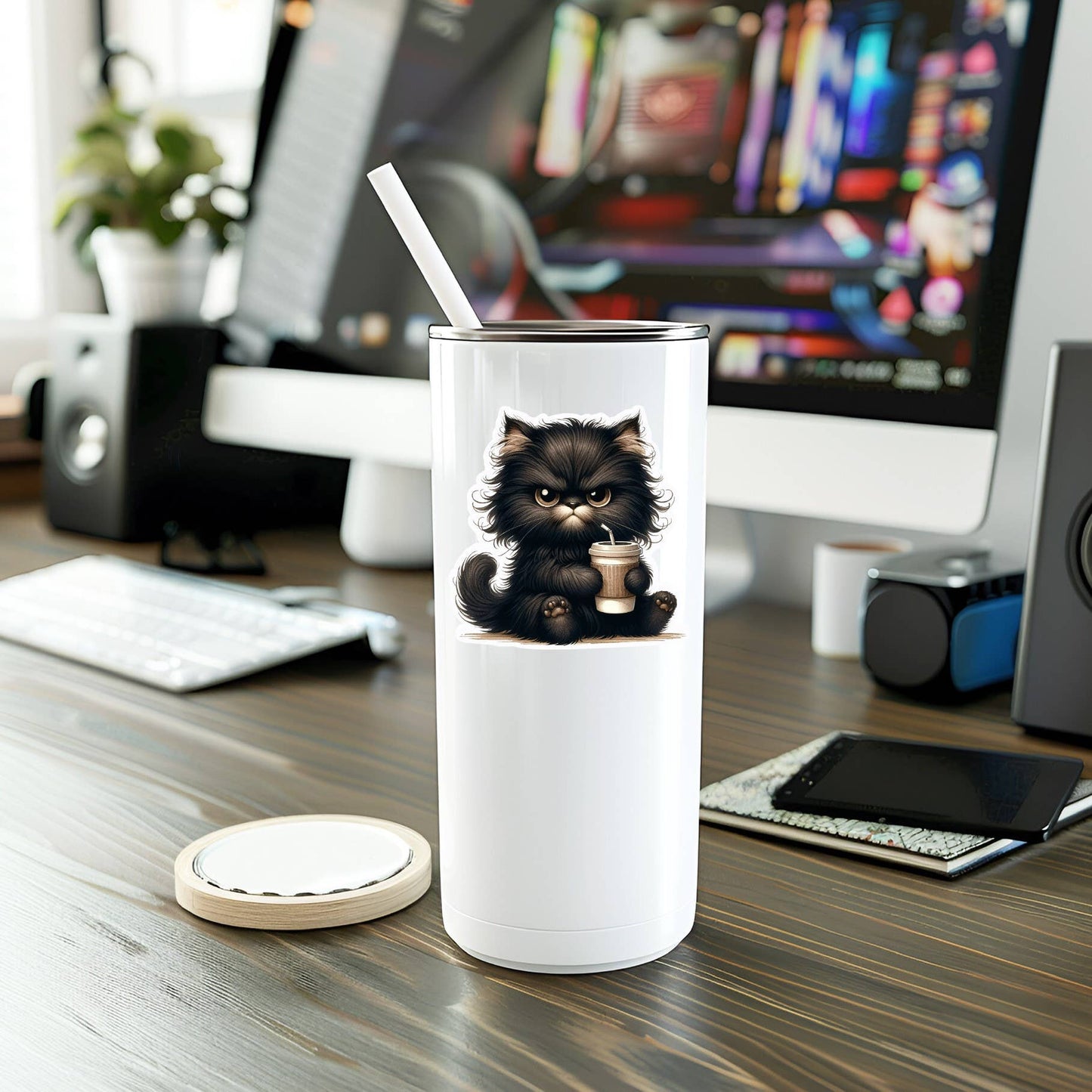 Grumpy Coffee Cat Sticker