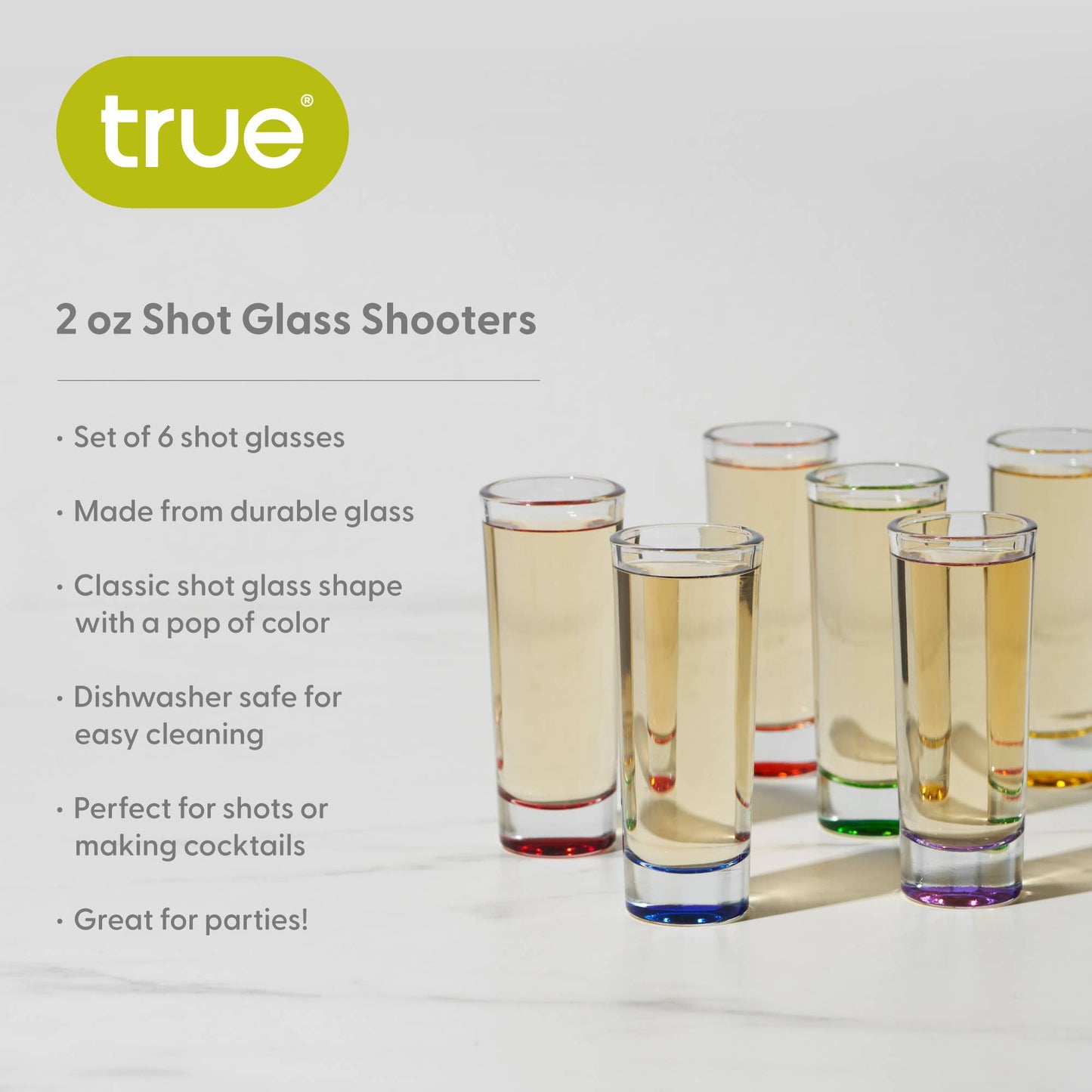 Shooter Multi-Colored Glass Shot Glasses 2 oz - Set of 6