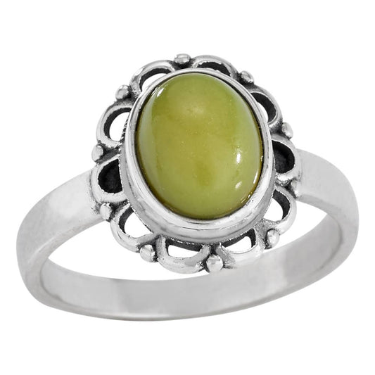 Manzanilla Olive Jade and Sterling Silver Ring