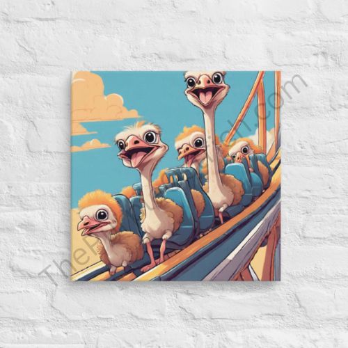 Roller Coaster Ostriches - on Canvas