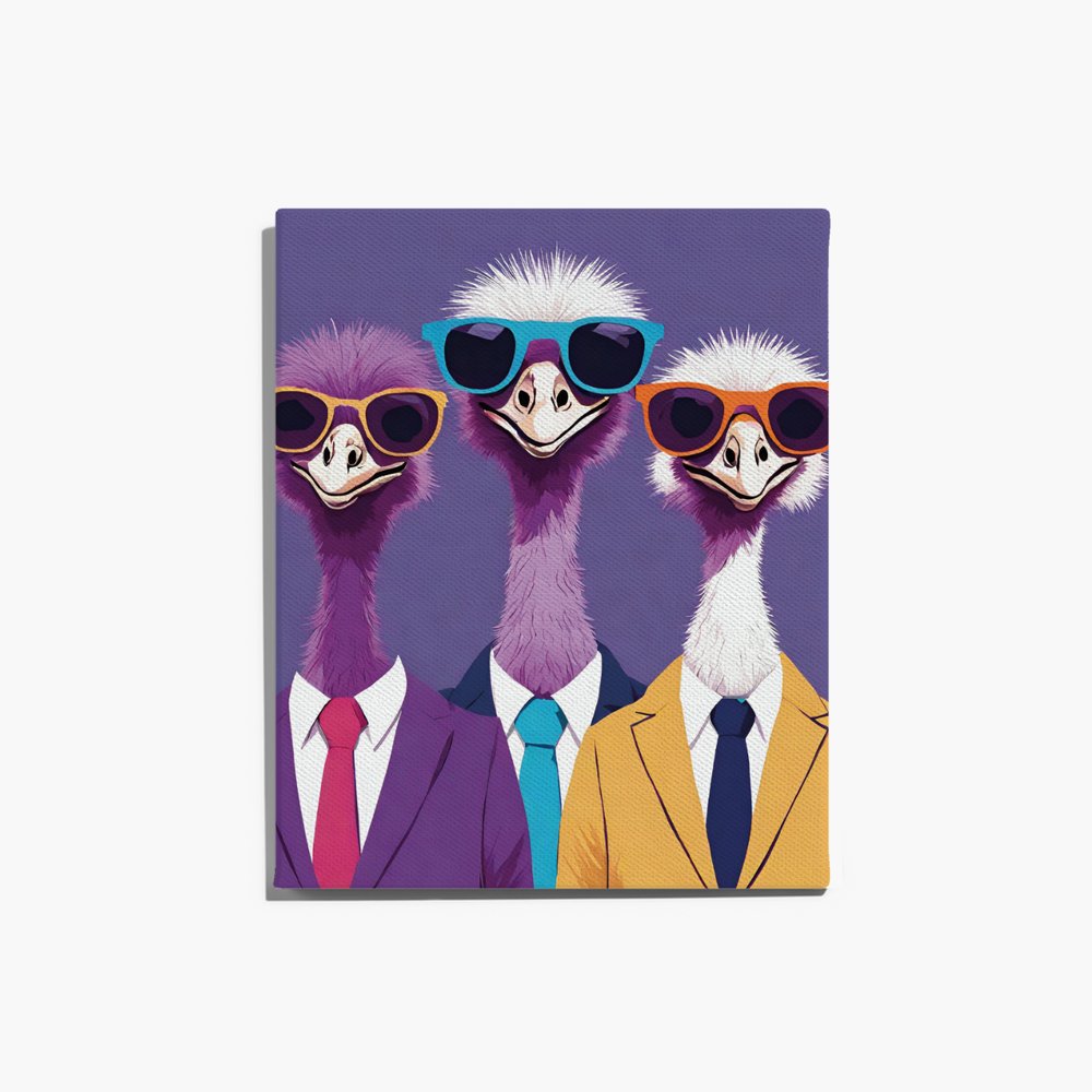 Three Awesome Ostriches - on Canvas