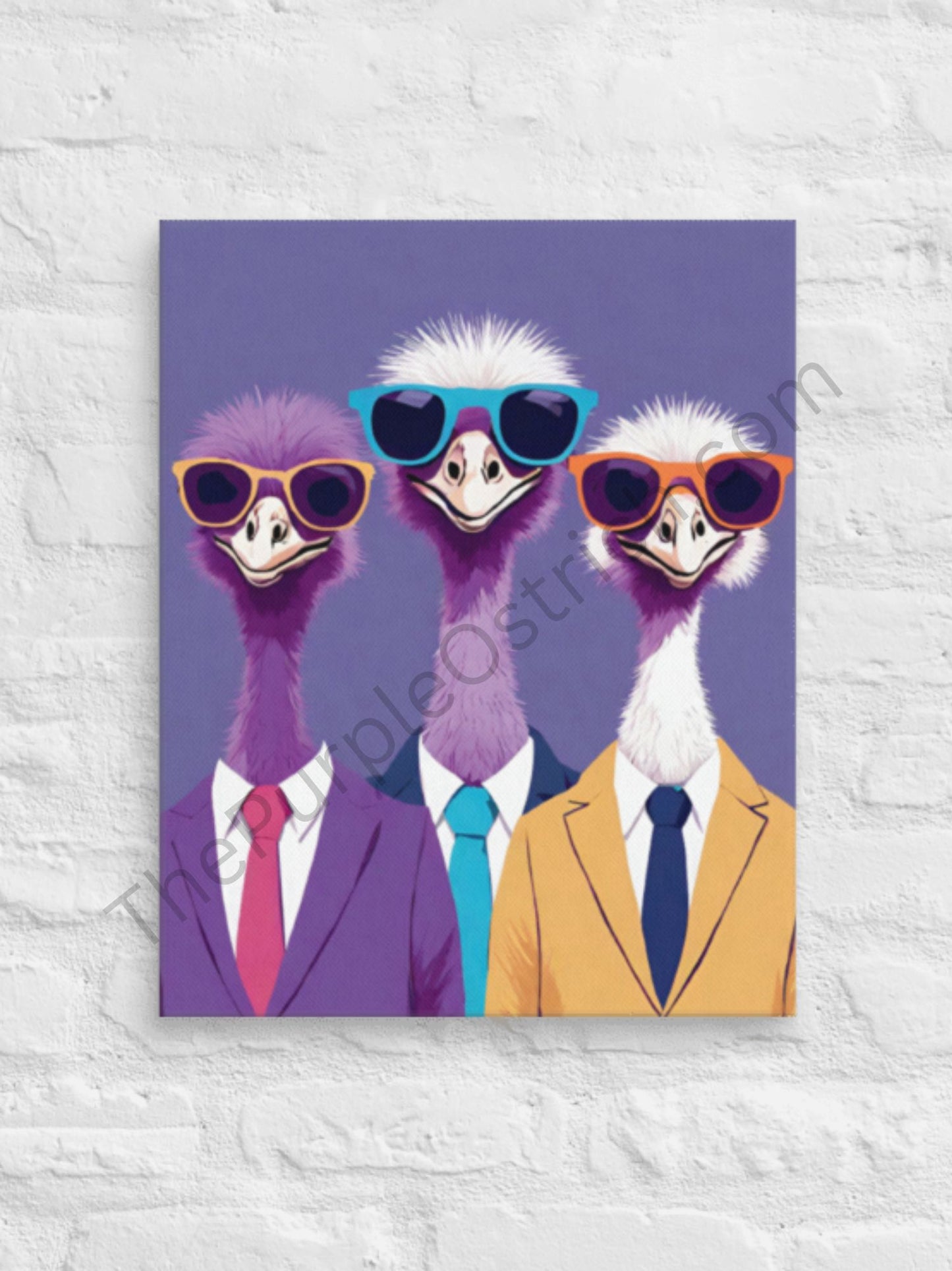 Three Awesome Ostriches - on Canvas