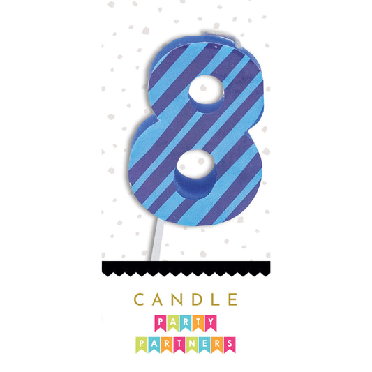 Number 8 Colorful Decal Candle