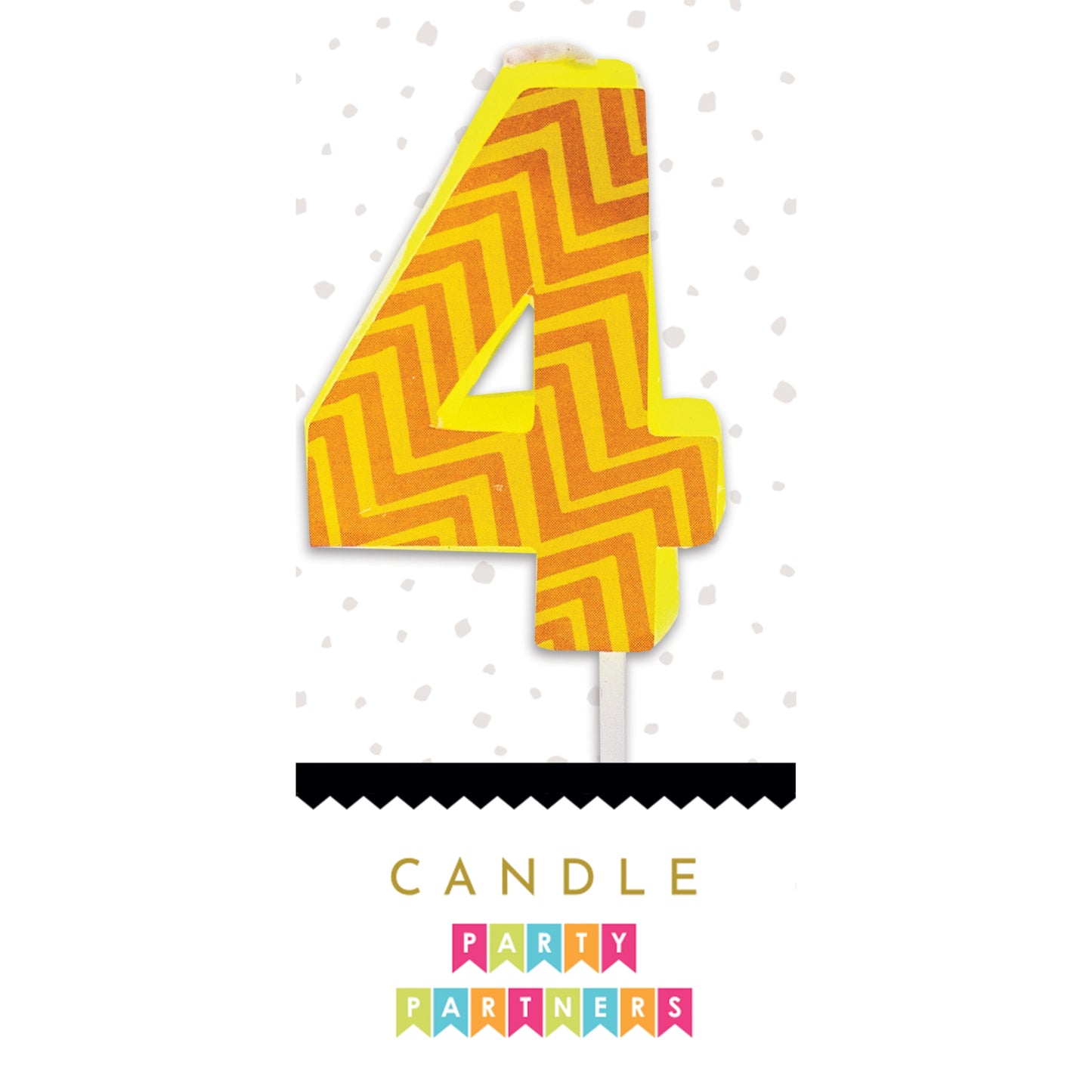 Number 4 Colorful Decal Candle