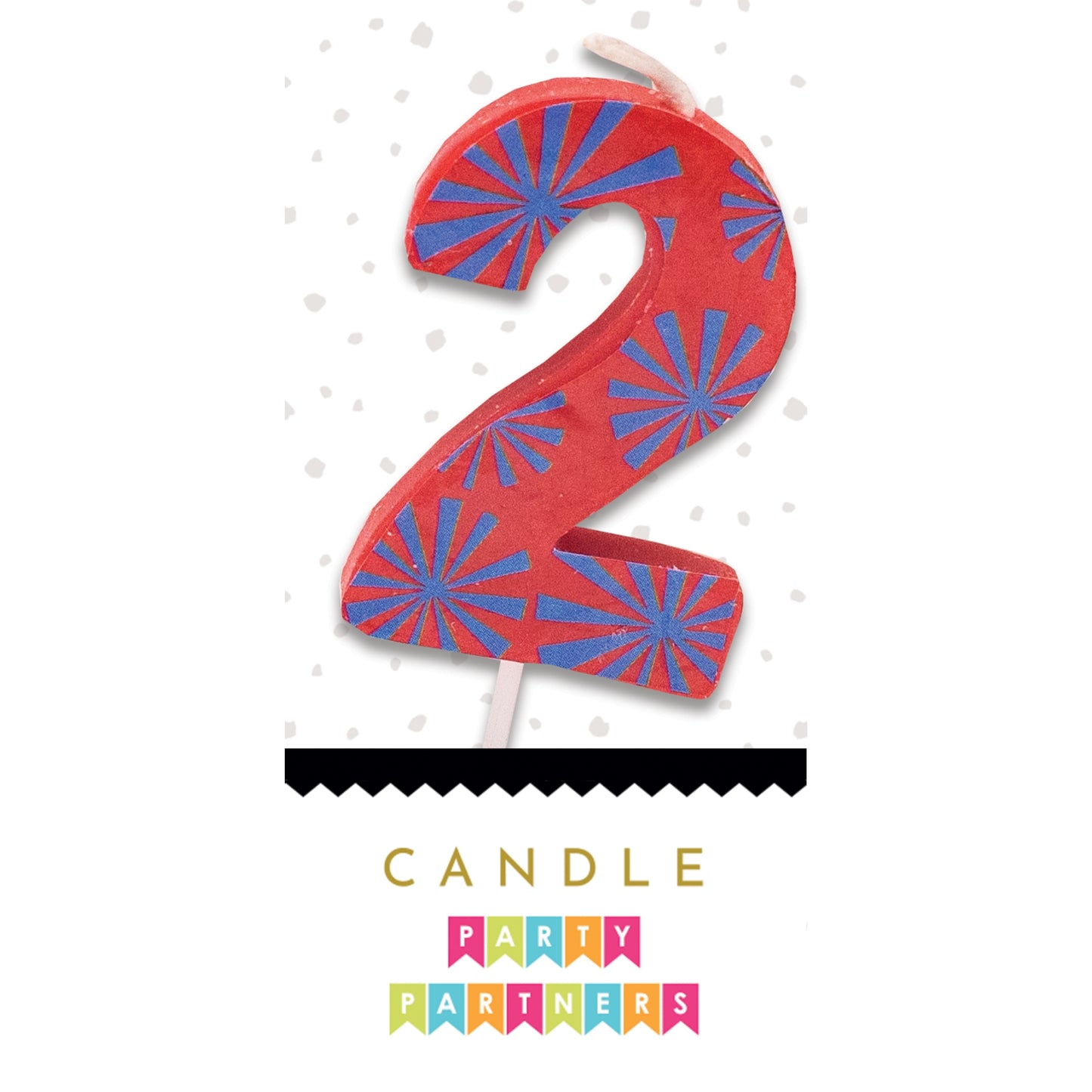 Number 2 Colorful Decal Candle