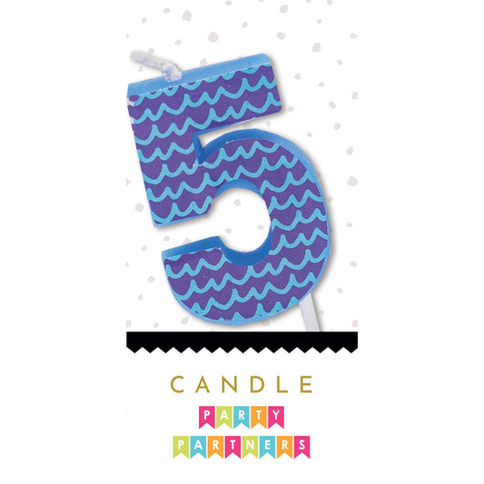 Number 5 Colorful Decal Candle