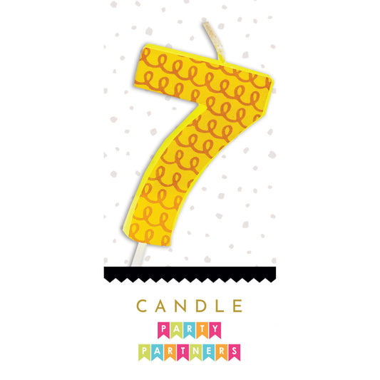 Number 7 Colorful Decal Candle