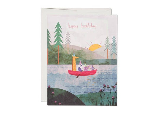 Four Canoe birthday greeting card