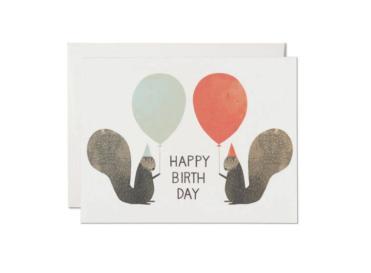 Party Squirrels birthday greeting card