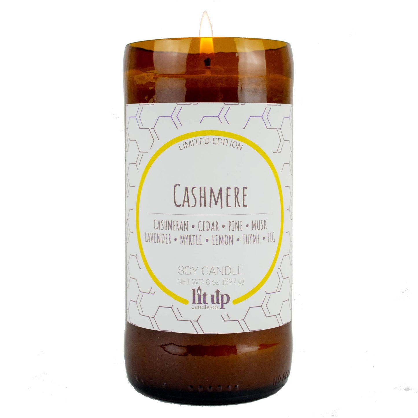 Cashmere scented 8 oz. soy candles in beer bottles