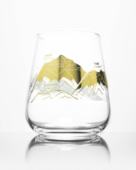 Mountain Peaks of the World Wine Glass: Gold Foil