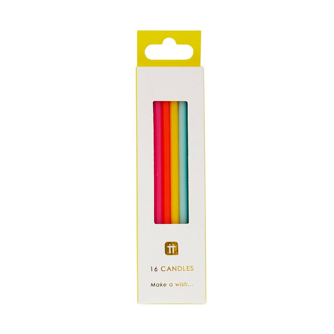 Tall Rainbow Birthday Candles - 16 Pack