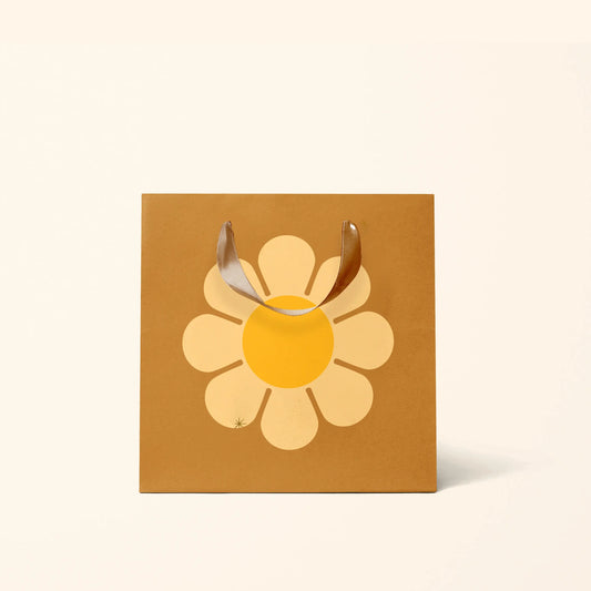 Retro Flower Gift Bag - Ochre: Small
