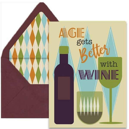 Age Gets Better With Wine Funny Birthday Card
